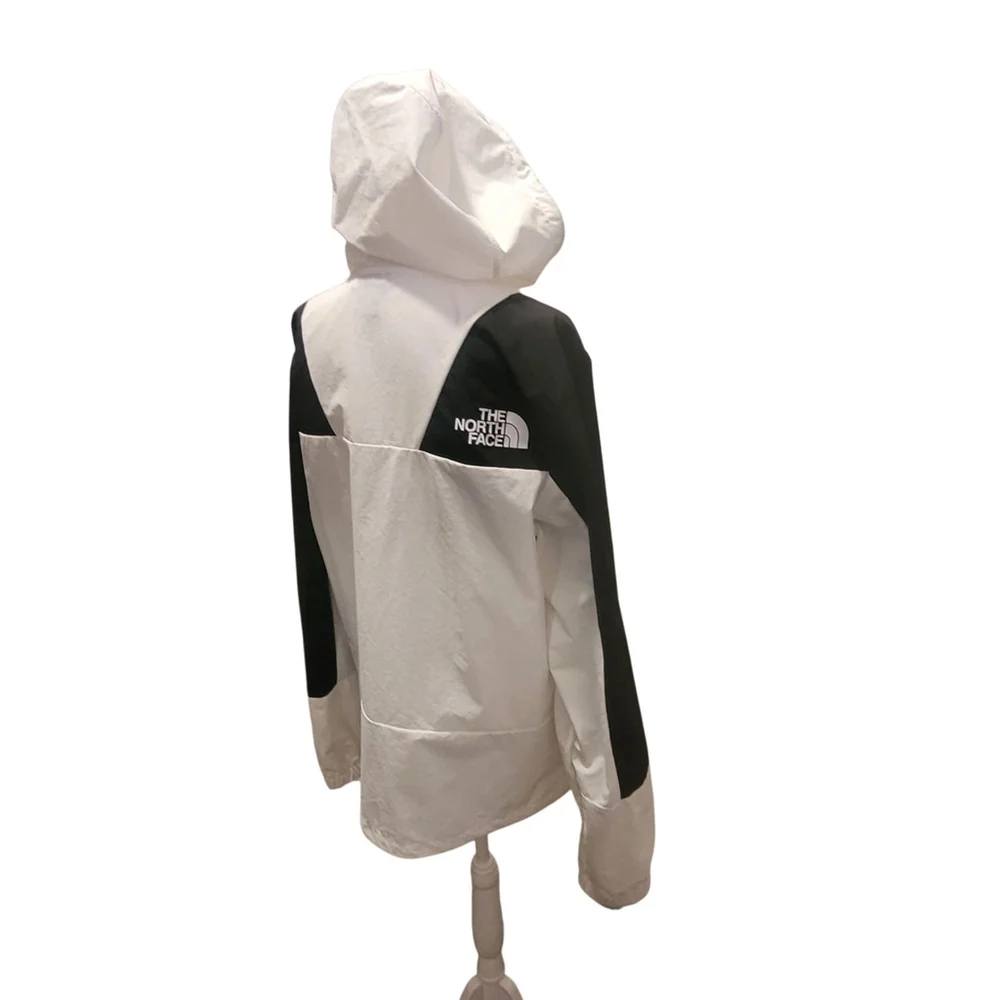 The North Face Men's White/Black Zip Peril Wind Windbreaker Hooded Jacket Sz L‎